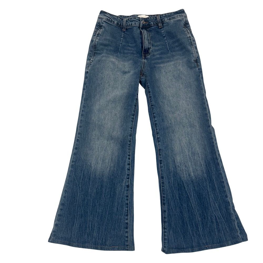 Wisteria Lane High Rise Flare Jeans Stretch Denim Vintage Wash Size L Boho Denim